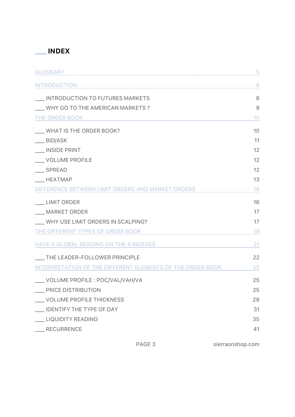 Depth of market course, complete contents, page 1
